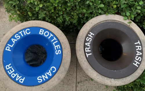 campus bin pairing- waste and recycling bins